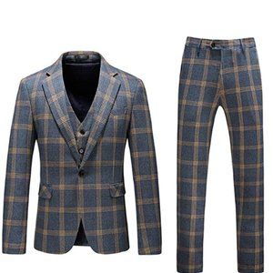 Men's Plaid Tweed 3 Piece Suit